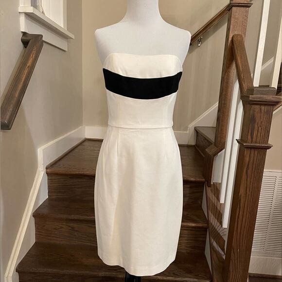 Trina Turk Strapless Dress - White with black stripes across the bust Size 4 - Picture 1 of 6